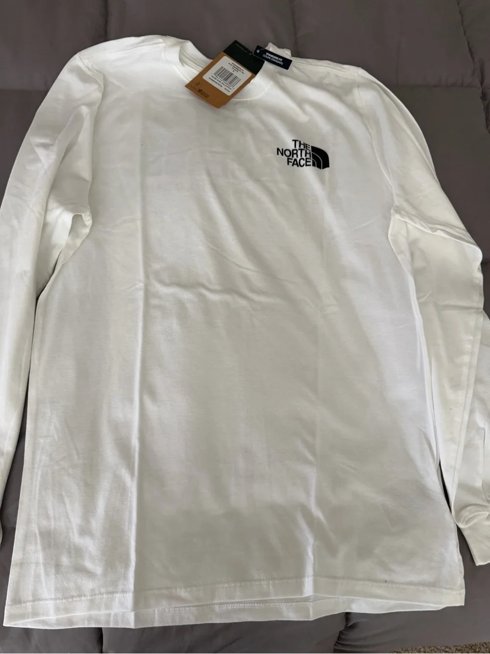 The North Face White Long Sleeve Tee with Black Logo